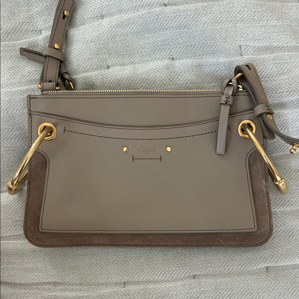 Chloe Beige Crossbody Bag with Gold Details
